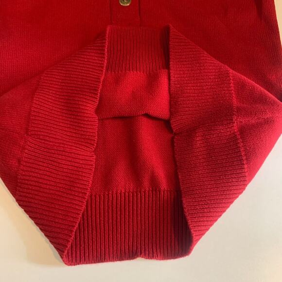 Lauren Ralph Lauren Sweater Women L Large Red Knitted Half Snap Buttons Pullover - Picture 11 of 13